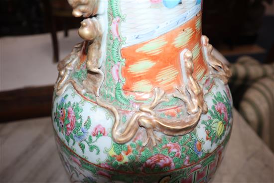 A 19th century Chinese famille rose baluster vase (chip to rim)